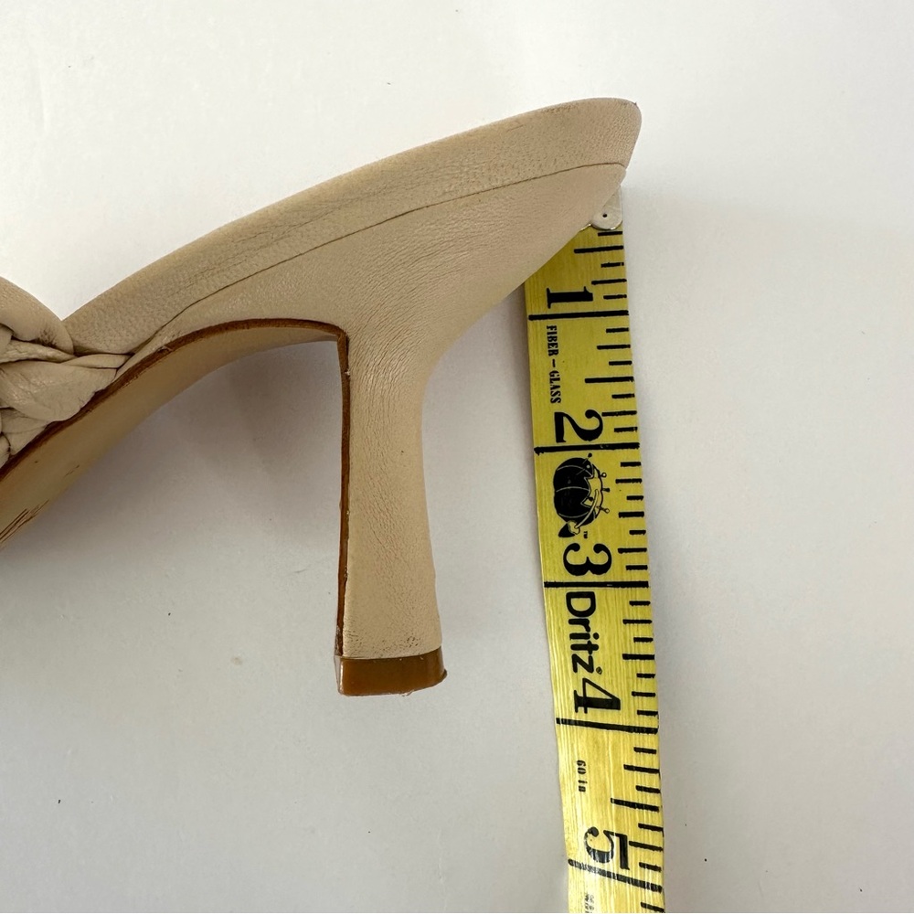 H&M Premium Beige Woven Leather Square Toe Mules Heels 41 - Picture 9 of 11